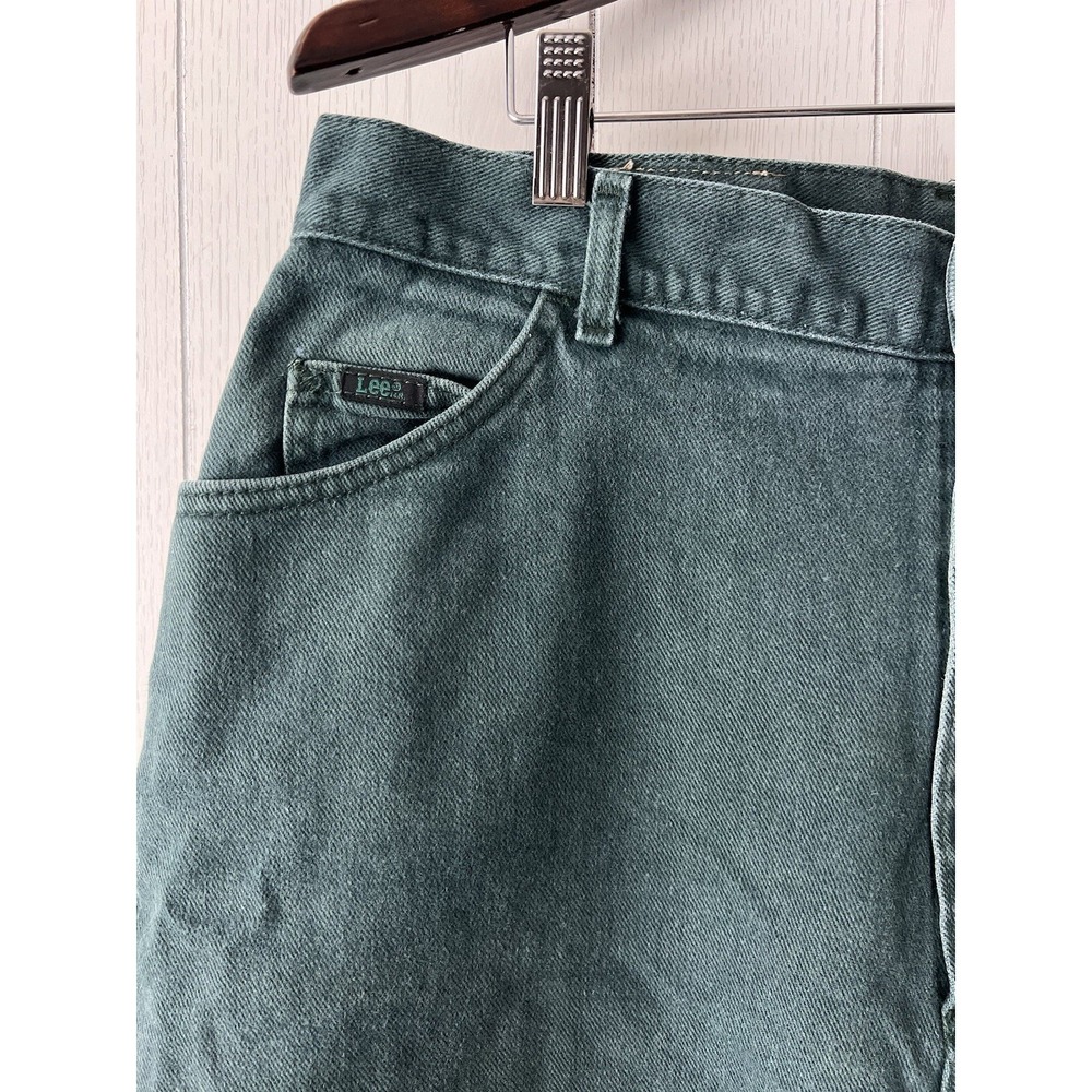 Vintage 90's Lee Jeans Green Denim Women Size 18 Deep Green 34" X 29.5" 14" Rise - Picture 6 of 12